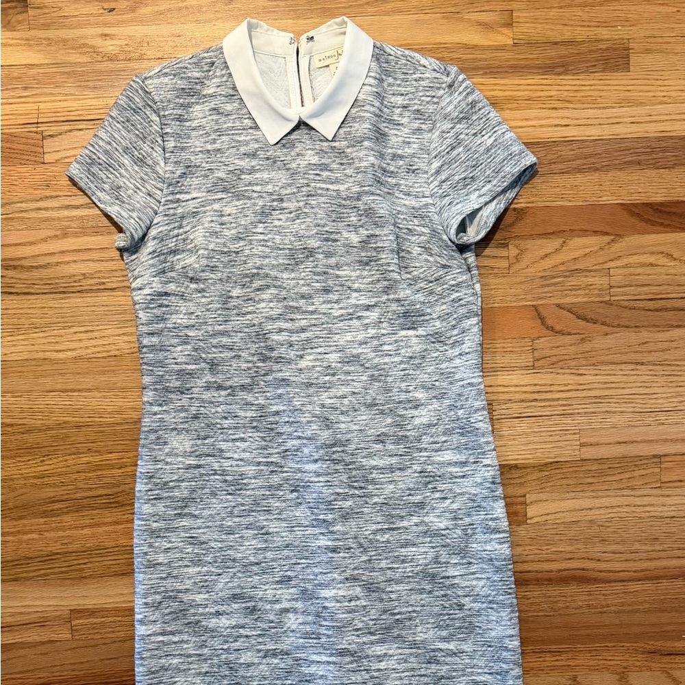 Heather Gray Short-Sleeve Collared Shift Dress